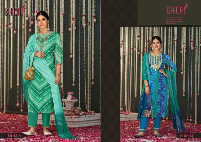 Shichi Bandhej Fancy Printed Festive Wear Wholesale Readymade Slawar Suits